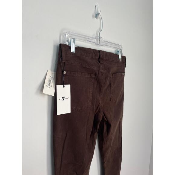 7 For All Mankind Skinny Pants Women 30 Dark Brown Velvet Stretch NWT - Picture 9 of 10